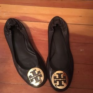 Brown and gold Tory Burch flats. Size 10.